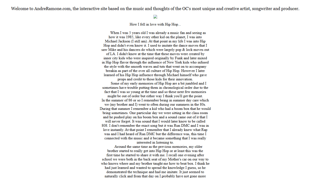 Andre Ramone dot com early screenshot 2004